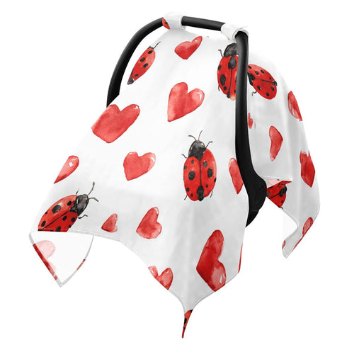 Mazeann Red Ladybug Heart Car Seat Cover Baby Breathable Soft Infant Carseat Covers