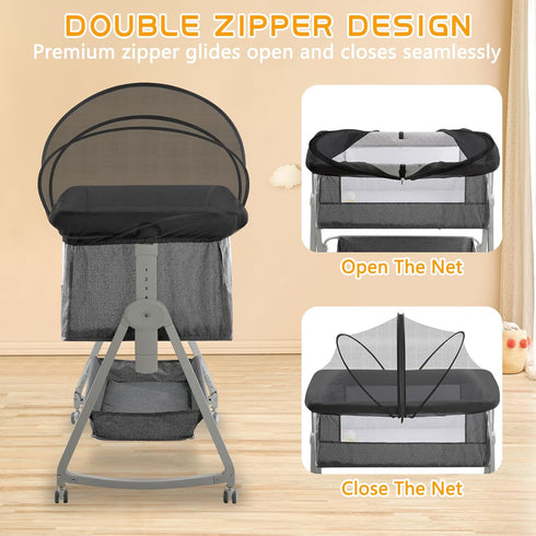 jiangcha 2-Way Bassinet Cover for Cats - Mosquito Net Cover for Bassinet Bedside Sleeper Travel Crib to Keep Cats Out