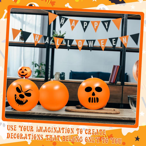 50 Pcs Halloween Pumpkin Inflatable Balls, Outdoor Decorations for Birthday Party, DIY Pumpkin Props
