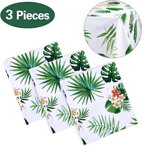 3 Pack Hawaiian Luau Tablecloths for Party Decoration, Aloha Tropical Palm Leaves Table Covers