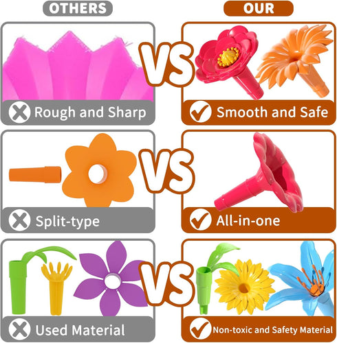 TEMI 91 PCS Flower Garden Building Toy, STEM Educational Activity for Kids Age 3-6, Birthday Gifts for Boys & Girls