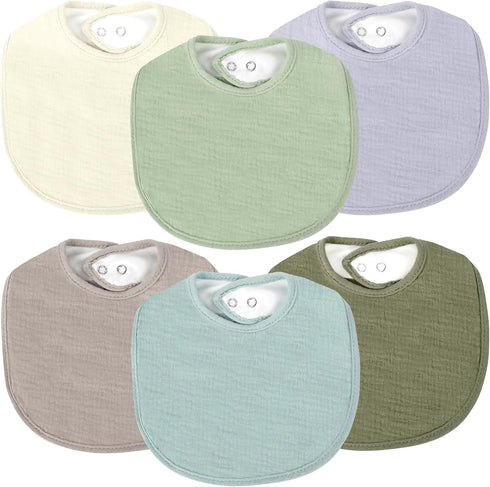 RAINFLOW 6 PCS Muslin Baby Drool Bibs - Adjustable Baby Boy Bib,Drool Bibs