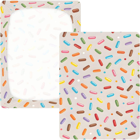 CZXW 52" 28" Cartoon Sprinkles Crib Sheets Fitted x Natural Cotton Soft & Breathable for Baby Crib Mattress