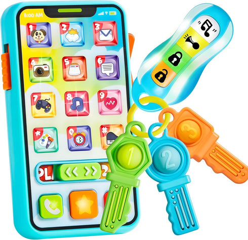 JOYIN Baby Musical Toy Phone and Car Keys Teether Set, 60+ Music