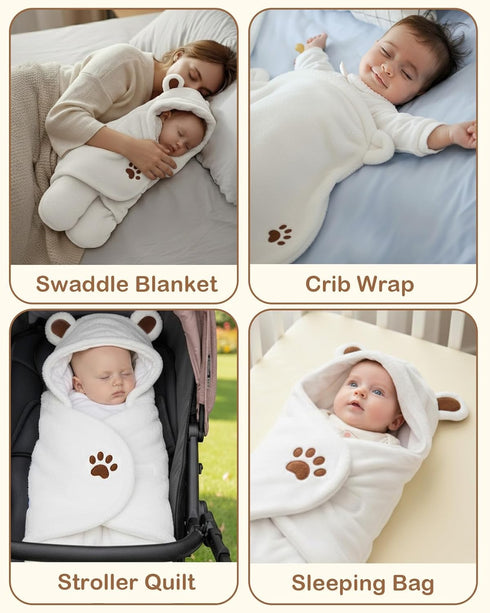 0-4 Lilian&Gema Swaddles for Newborns, Baby Swaddle Blanket for Newborn Months, Cute Bear Swaddle Wrap for Baby Boys