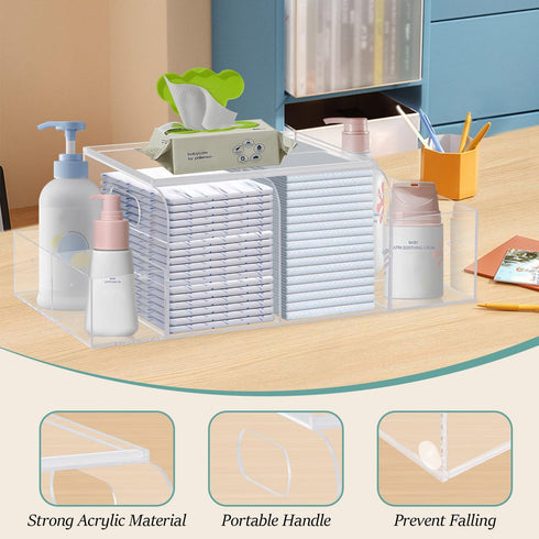 Acrylic Diaper Caddy, Changing Table Organizer for Diapers, Wipes, and Baby Stuff