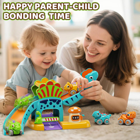1 4 12-18 Set, 1st 1-3 Lehoo Castle Toys for Year Old Boys, Dinosaur Slide with Mini Push Cars for Baby Months, Infant