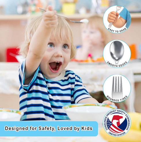 CHILLOUT LIFE Stainless Steel Kids Silverware Set | 6 Pieces Safe Flatware for Children
