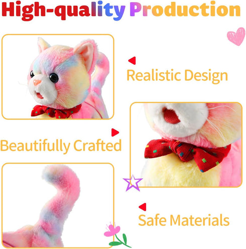 Marsjoy Set Rainbow Walking Cat Toy for Kids Kitty Toys for Girls Kitten that Talking Meows Singing Dancing Repeat What