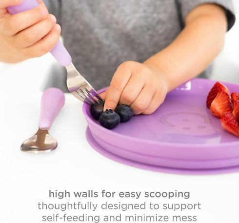 Set Ubbi Food-Grade Non-Toxic Toddler Feeding with Interchangeable Suction Base, Stainless Steel Utensils, BPA-Free