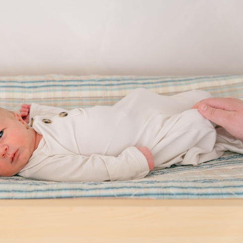 Crane Baby Change Pad Cover, Charlie Farmhouse Quilted Striped Changing Pad Cover, Neutral Changing Mat Cover