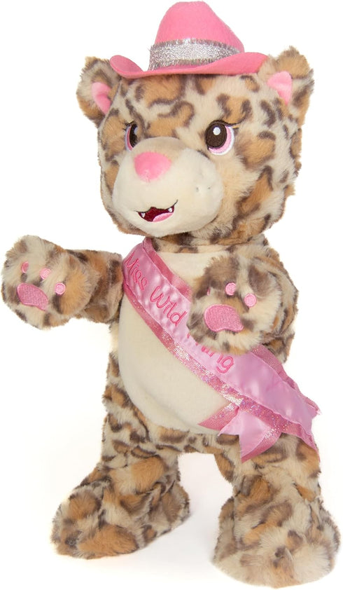 Cuddle Barn - Girl's Night Gina, 14 Inches Animated Musical Singing Dancing Party Leopard Plush Toy