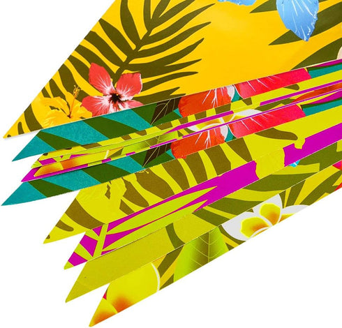 FEPITO 4 Pack Hawaiian Bunting Banner - Luau Party Tropical Decorations, Total Length 12 Meters