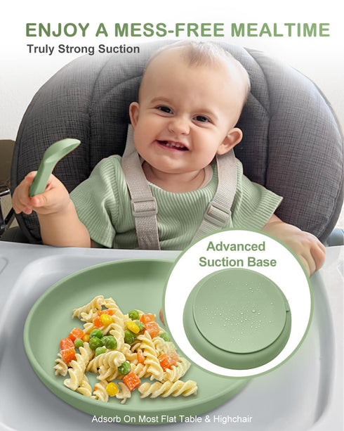 (3 Pack), Classic Toddler Plates with Suction Non Toxic & BPA Free Silicone Suction Plates for Baby Toddler Kids, Non