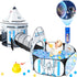 Kids Ball Pit for Play Tent - 3PC Baby Gifts with Roar Button, Projection Flashlight, Indoor Outdoor Games (White)