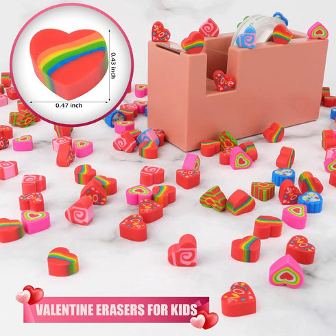 Valentine Mini Erasers for Kids, 240 Pcs Valentine's Day Heart Erasers for Party Supplies