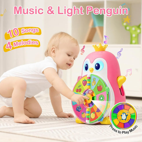 1 1-3 5 12-18 1st ToddlerCley Musical Penguin Toys for Year Old Girl Gifts, Learning Educational Baby Toys for Year