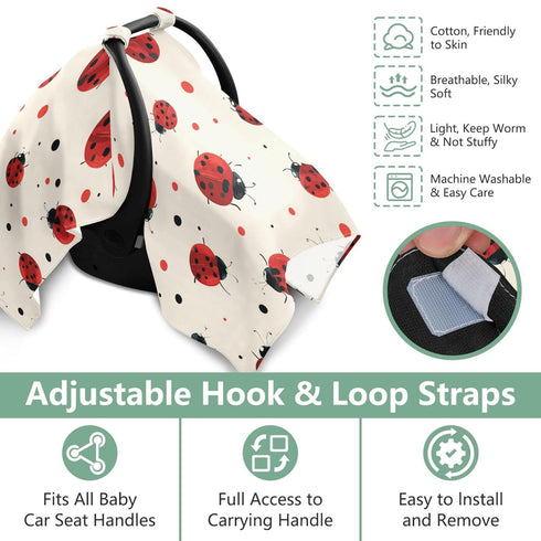Mazeann Cute Ladybugs Dot Car Seat Cover Baby Breathable Soft Infant Carseat Covers Canopies Babies Carrier Covers