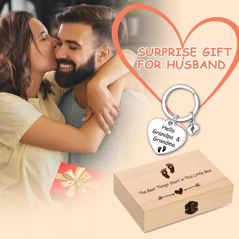 sweethomegift Pregnancy Announcement for Grandparent Husband, Pregnancy Test Keepsake Box, Baby Announcement Reveal