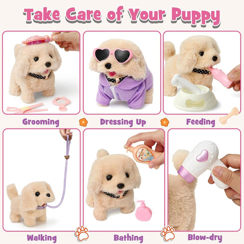 Cleboen 17pcs 3-6, Playset, 3 4 5 6 Robot Dog Toys for Girls Kids Boys Realistic Interactive Robot Puppy Dog Plush Toys