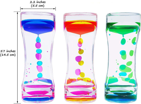 3 Pack Liquid Motion Bubbler Timer - Sensory Calming Fidget Toy for Kids, Teenagers, and Adults