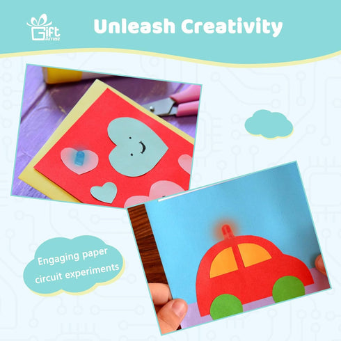 8-12 GiftAmaz Paper Circuits Kit for Kids, STEM Electric Circuit Kit, Child-Friendly Paper Circuit Board, Led Light