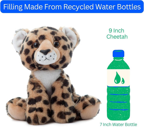 9 inches The Petting Zoo Cheetah Stuffed Animal, Gifts for Kids, Wild Onez Zoo Animals, Cheetah Plush Toy