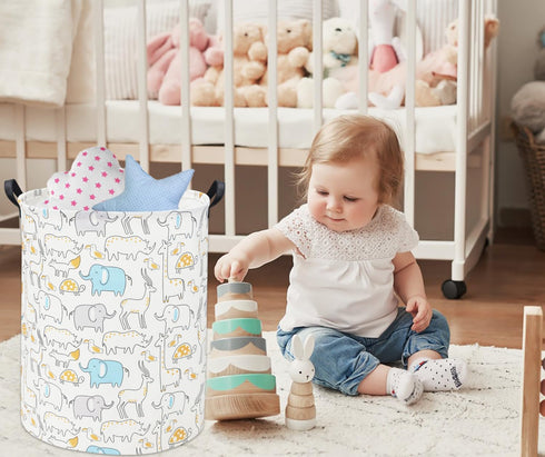 Animal Baby Laundry Basket, Kids Toy Storage Bin for Boys Room Decor, Baby Nursery Hamper Gift Baskets (Animal)