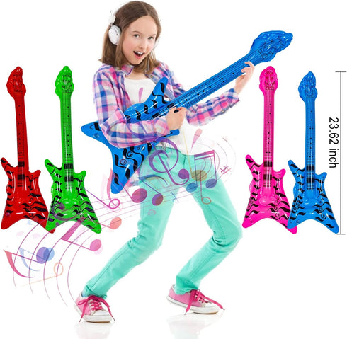 Set, 30 80s 90s Max Fun Inflatable Rock Star Toy PCS Party Decorations Inflatable Party Props Musical Instrument Blow