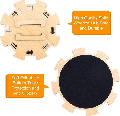 Set 9 100-Sheet 2-8 Mexican Train Dominoes Accessories with Wooden Hub (Felted Bottom) - Includes Metal Train Markers