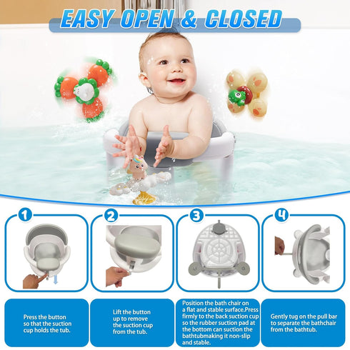 6 Mostop Baby Bath Seat for Babies Months & Up - Non-Slip Infant Bathtub Chair with Suction Cups - Sit Up Bath Seat