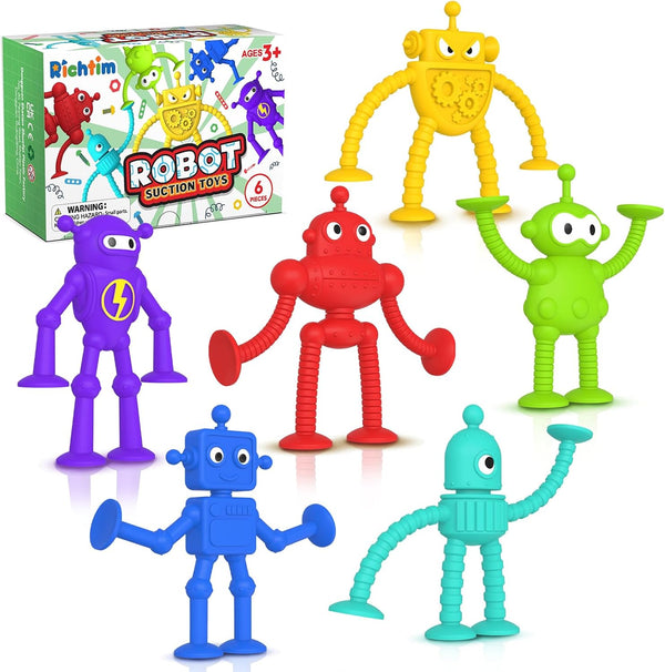 Baby Bath Suction Toy: No Hole Suction Bath Toys for Toddlers, Robot Fidget Toys for Sensory Play