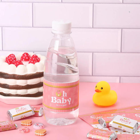 80 Teling Pieces Baby Shower Water Bottle Labels Waterproof Water Bottle Stickers Wrappers Labels for Baby Shower Party