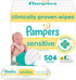 Pampers Baby Wipes Sensitive, Water Based Hypoallergenic and Unscented 504 Total (6
