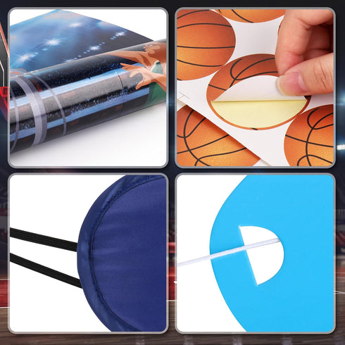 Hooqict Basketball Party Games, Pin The Basketball on The Hoop Birthday Party Supplies for Kids