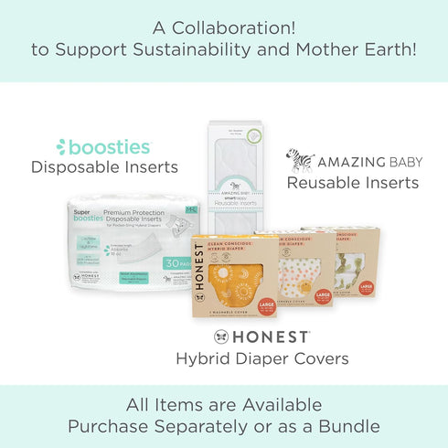 (22-40 lbs), 3 Pack Honest Hybrid Cloth Diaper Covers with Pocket-Sling, Large Stops Nighttime Leaks, Use with Boosties