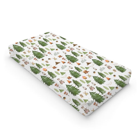 Woodland Animals Camping Changing Pad Covers, Soft Breathable Sheets for Boy Girl with Giraffe, Hedgehog, 32''x16''