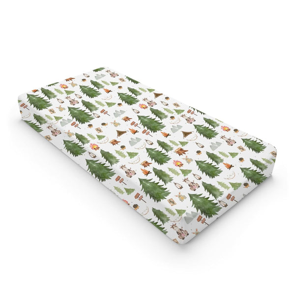 Woodland Animals Camping Changing Pad Covers, Soft Breathable Sheets for Boy Girl with Giraffe, Hedgehog, 32''x16''