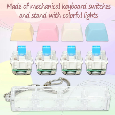 COZYMATE (Macaroon1, 4 1) Keyboard Fidget Toys for Adults Keyboard Clicker with LED Light Keychain Fidget Sensory Fun