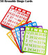 Yuanhe Deluxe Bingo Game Set - Metal Round Cage, 75 Colored Balls, 50 Cards, 300 Mixed Chips & Master Board