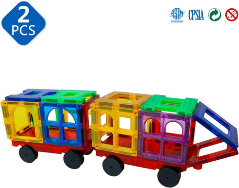 MAGBLOCK 2 Pieces Magnetic Tiles Car Truck Wheel Set - Compatible with Magnet Tiles for Kids Toddlers