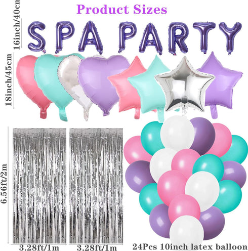 42 Pcs Spa Party Decorations Balloons Spa Theme Birthday Party Supplies Lipstick Cosmetics Balloons for Girls Spa Day Makeup Party (purple)