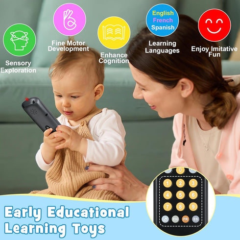 GUIGUZHJ 6 3 6 12 18 Baby TV Remote Control Toy for Months+, Play Remote Musical Toys with Sound and Light, Early