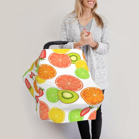 Schgap Cute Fruits Car Seat Covers Canopy for Baby, Nursing Cover Breastfeeding Baby Carrier Covers Carseat Canopy