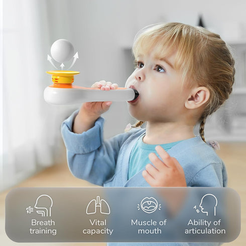 TOP BRIGHT 3-in-1 Montessori Toy for Toddler, Whistle, Ball Blowing, Floating Blow Pipe Balls for 3-5 Year Olds