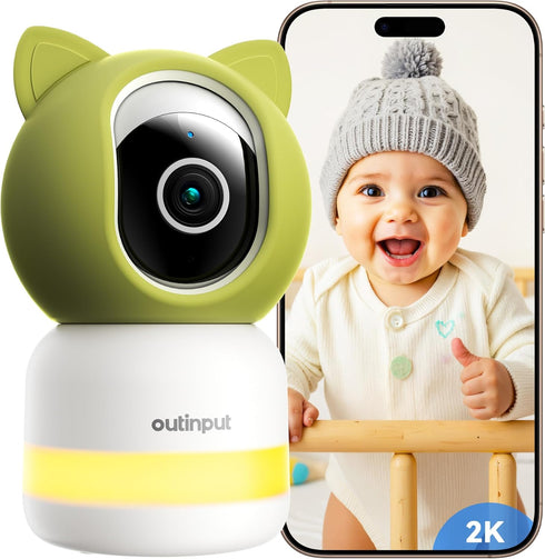 Outinput Baby Monitor with Camera and Audio, 2K 4MP Indoor Security Camera for