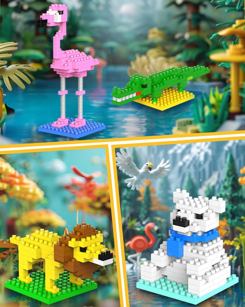 Kimiangel Party Favors for Kids - 12 Pack Mini Animals Building Blocks Sets for Goodie Bags, Christmas Birthday