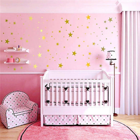 117Pcs Gold Stars Wall Decal Stars Pattern DIY Stickers for Kids Rooms Home Decor