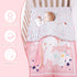 Set 4 Set Set Cloele Pink Crib Bedding for Girls- Piece Unicorns Baby Comforter Bed Includes Crib Skirt Quilt Fitted