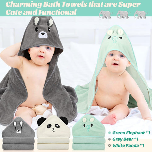 Sublaga 12 3 9 PCS Baby Towels, PCS Soft Hooded Baby Towels & PCS Washcloths, Baby Bath Towels for Newborns, Infants